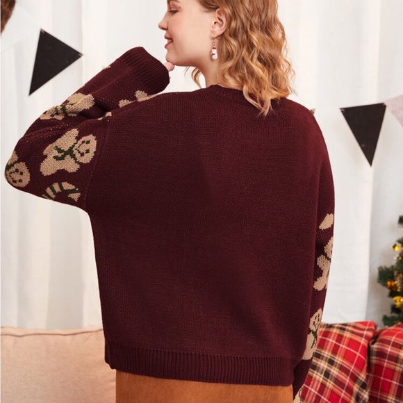 Drop Shoulder Christmas Gingerbread Pattern Sweater size Small - Picture 2 of 5